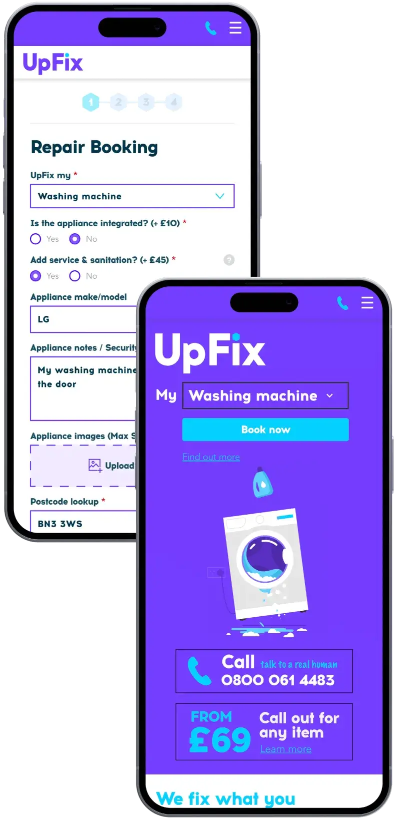 Bespoke UpFix booking app