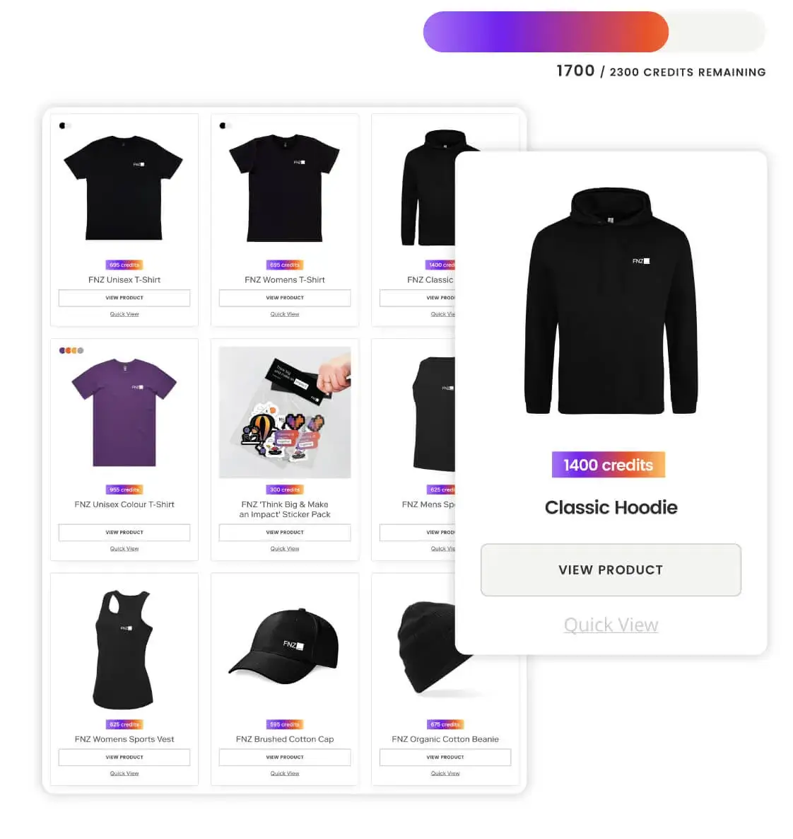 FNZ employee uniform and merch fulfilment platform