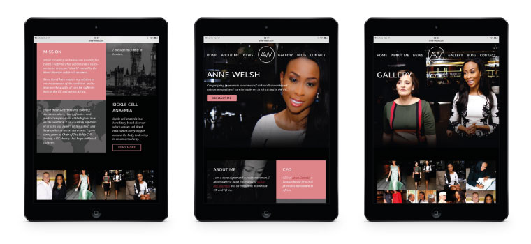 Anne Welsh Responsive iPad Website Design